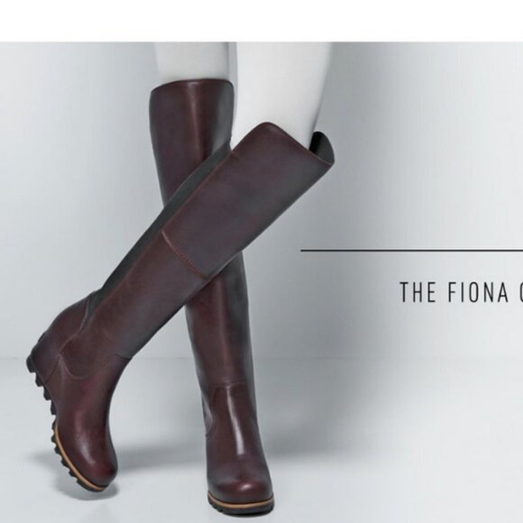 SOREL WOMEN'S FIONA OTK LUX Over the Knee Leather Boot Wine Burgundy Size 7 - Picture 5 of 14